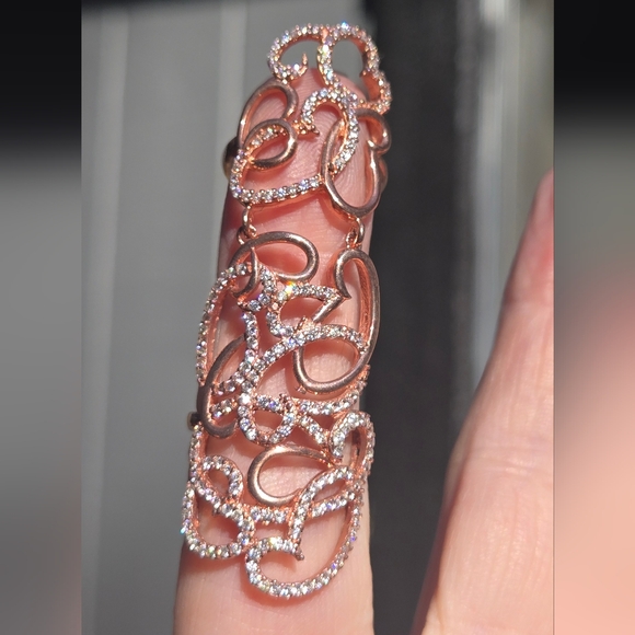 HOST PICK! 🎉🎊Topaz Sterling & Rosegold Heart knuckle cuff Sz7 - Picture 2 of 8